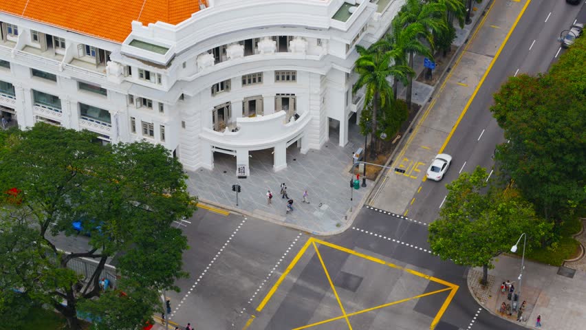 Singapore, Raffles hotel aerial view.