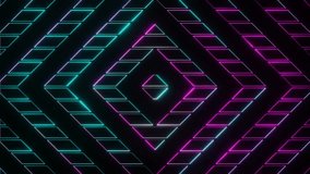 Pink and Cyan Abstract Neon Glowing Sci-Fi Cyberpunk Patterns Background VJ Loop Animation in 4K