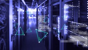 Animation of changing numbers on round scanner, plexus networks against computer server room. Social media networking and business data storage technology concept - Powered by Shutterstock - Get 15% off with code: PIKWIZARD15