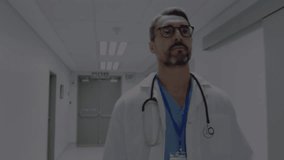 Animation of binary coding data processing over caucasian male doctor. Global medicine, healthcare, computing and data processing concept digitally generated video. - Powered by Shutterstock - Get 15% off with code: PIKWIZARD15