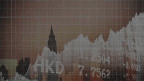 Animation of financial data processing over cityscape. Global business, finances, computing and data processing concept digitally generated video. - Powered by Shutterstock - Get 15% off with code: PIKWIZARD15