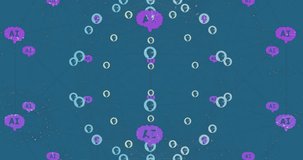 Animation of icons forming globe, ai texts in brains over qr code between arrows. Digitally generated, hologram, illustration, barcode, globalization, artificial intelligence and technology concept. - Powered by Shutterstock - Get 15% off with code: PIKWIZARD15