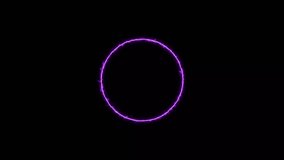 Abstract electric purple line circle animation. Black background 4k video.
