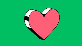 animated video sticker heart love transparent green screen background with chroma key