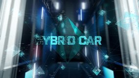 Hybrid Car. Man in Futuristic Office Interior Moving and Activating Hologram. - Powered by Shutterstock - Get 15% off with code: PIKWIZARD15