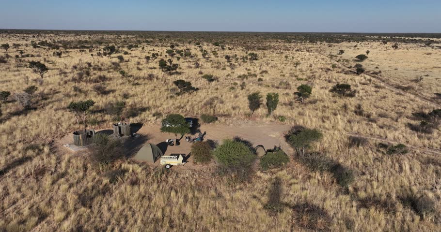 Campsites near the Molose Waterhole in the Khutse Game Reserve, Botswana, Africa
