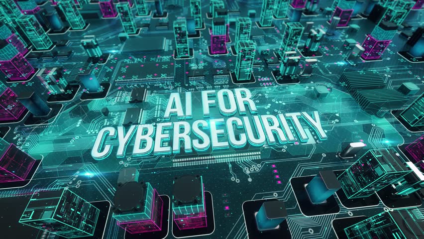 AI for Cybersecurity with digital technology hitech concept. 3D Illustration