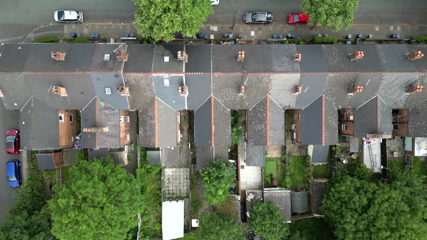 Houses in Birmingham in the UK Aerial View