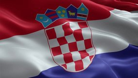 Croatia flag video waving in wind. Realistic flag background. Close up view, perfect loop, 4K footage