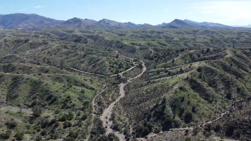 Flying Over Low Hills of the Dripping Springs Mountains, Sonoran Desert Arizona - Aerial Drone View Royalty-Free Stock Footage #1106663631