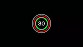 Animation of Countdown From 30 to 0. Multi-colored Circles on Black Background. - Powered by Shutterstock - Get 15% off with code: PIKWIZARD15