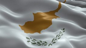 Cyprus flag video waving in wind. Realistic flag background. Close up view, perfect loop, 4K footage