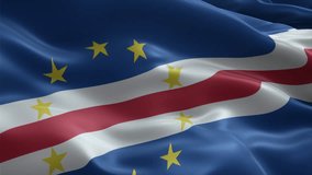 Cape Verde flag video waving in wind. Realistic flag background. Close up view, perfect loop, 4K footage