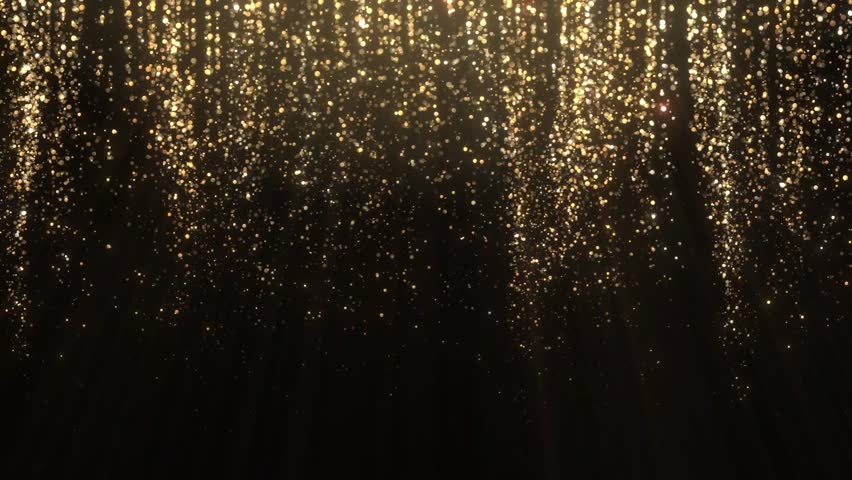 Loopable Glittering particles falling in slow motion - christmas, glamour, abstract falling particles background in Gold