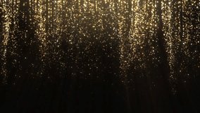 Loopable Glittering particles falling in slow motion - christmas, glamour, abstract falling particles background in Gold