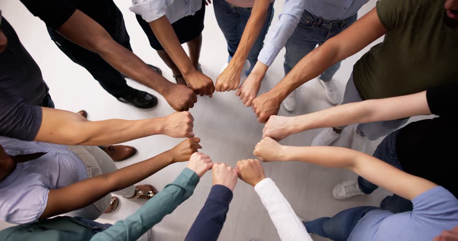 Team Hands In Circle. Racial Equality Spirit