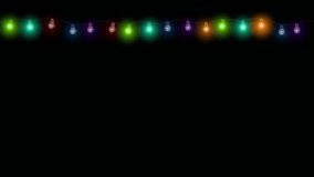 Christmas garland transparent background. Glowing color light bulbs sparkles. Xmas, New Year, wedding or Birthday decor. Holiday Party event decoration. Winter holiday season element. 3D Illustration - Powered by Shutterstock - Get 15% off with code: PIKWIZARD15