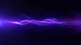Abstract purple digital waves with light reflections on dark background. Purple cinematic intro animation. Shiny particle waves smoothly moving with soft bokeh effect. Technology, space, ai. 4k loop.  - Powered by Shutterstock - Get 15% off with code: PIKWIZARD15
