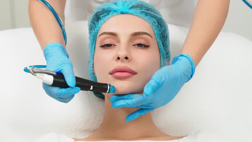 Beauty therapist performing hydrafacial procedure on woman
 Royalty-Free Stock Footage #1106690905