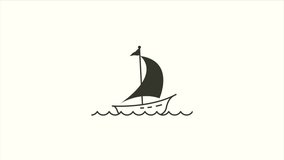yacht sailing boat animation video , sail boat and wave motion graphic video template