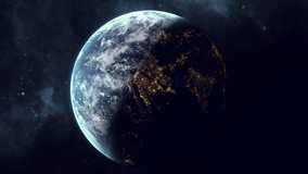 Planet earth from space zoom middle east Egypt Saudi arabia KSA  bahrein  Manama Qatar Doha Oman Earth UAE Dubai Abudhabi Zoom Globe Space Cinematic 3d Night - Powered by Shutterstock - Get 15% off with code: PIKWIZARD15