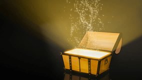 The treasure chest opened its lid and a golden light shone from within. Fantasy Treasure Box Excited Lighting. 3D Rendering. - Powered by Shutterstock - Get 15% off with code: PIKWIZARD15