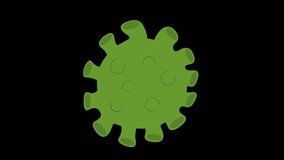 video animation of virus, microbe, bacteria or germ cartoon. On a transparent background with zero alpha channel