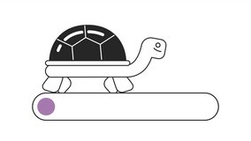 Pond turtle walking black and white loading bar animation. Tortoise activity outline 2D cartoon character 4K video loader motion graphic. Exotic pet crawling. Slow cute reptile waiting animated gif