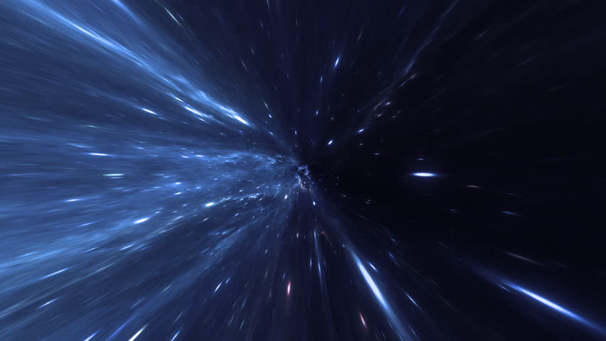 Abstract Wormhole Warp Tunnel with Stars Passing and Space Bending Royalty-Free Stock Footage #1106717817
