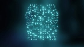 Digital Data Blockchain Cryptography Cube of Flashing Binary Numbers - 4K Seamless VJ Loop Motion Background Animation - Powered by Shutterstock - Get 15% off with code: PIKWIZARD15