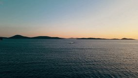 drone video on the Adriatic Sea, boats and coast in Croatia