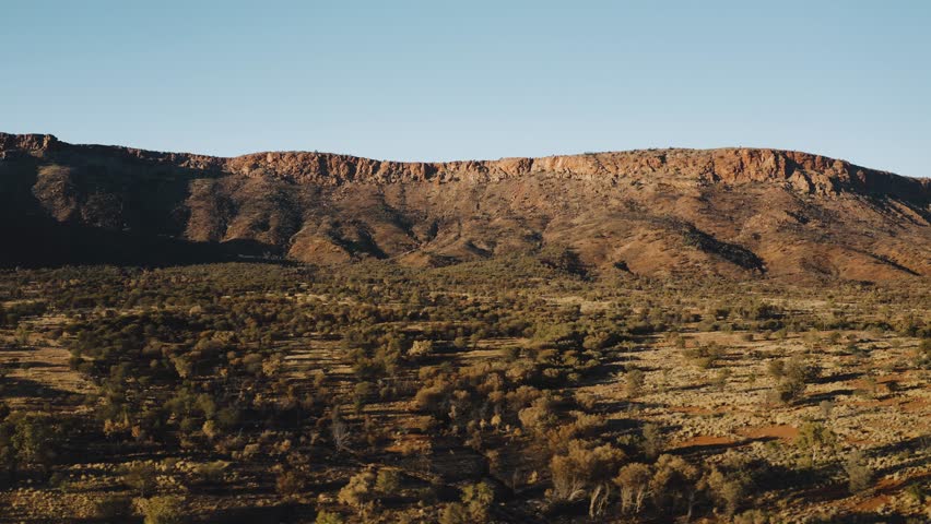 Tracking Drone Shot of West Macdonnell Range in the morning Northern Territory Australia 4K