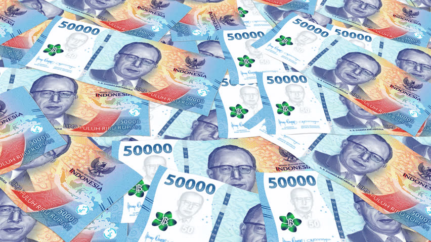 New Indonesia 50000 Rupiah Banknotes. Indonesian rupiah for background. Business Loan Income Money Investment Economy and Finance Concept. Looping IDR Rupiah endless background movement animation.