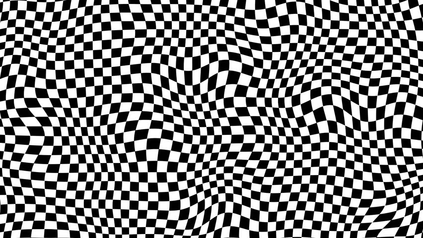 Checkered Black and White Undulating -Black and white psychedelic optical illusion. Abstract hypnotic animated background. Checkered geometric looping monochrome wallpaper. Royalty-Free Stock Footage #1106760405