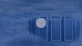 Animation of envelope in circle over connected icons and computer language against server racks. Digital composite, multiple exposure, communication, coding, technology and network server concept. - Powered by Shutterstock - Get 15% off with code: PIKWIZARD15