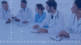 Animation of data processing over diverse doctors. Global medicine, healthcare services, computing and data processing concept digitally generated video. - Powered by Shutterstock - Get 15% off with code: PIKWIZARD15