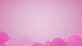 Loop video of pink sky, 2D pink cloud looping animation, copy space.
