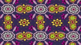 Motion footage background with colorful elements. Flowers. Vintage. Flag style. Mnadala.
