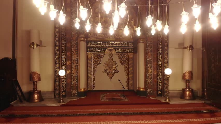 Interior of world's most beautiful giant historic great masjid. Grand Mosque Bursa Ulu Camii. Royalty-Free Stock Footage #1106765615