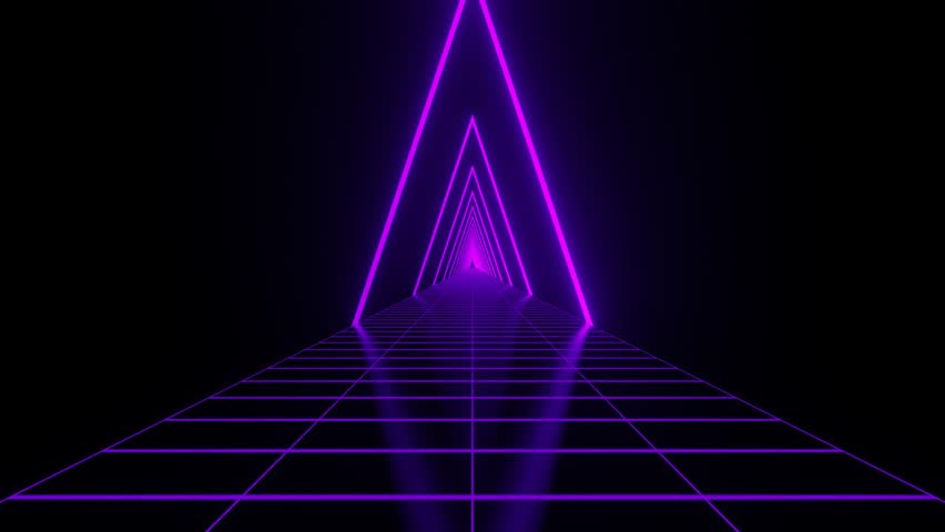 Purple Sci-Fi Neon Glowing Cyberpunk Road Background VJ Loop in 4K