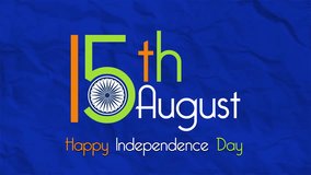 creative animation for Indian independence day -15th august with Ashoka Wheel .video of Independence Day of India