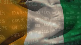 Animation of stock market data processing against waving ivory coast flag. National economy and patriotism concept - Powered by Shutterstock - Get 15% off with code: PIKWIZARD15