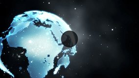 Animation of network of digital icons and light trails over spinning globe against black background. Global networking and business technology concept - Powered by Shutterstock - Get 15% off with code: PIKWIZARD15