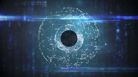 Animation of network of profile icons over spinning globe, blue light trails and data processing. Global networking and business technology concept - Powered by Shutterstock - Get 15% off with code: PIKWIZARD15