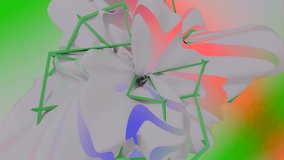 Abstract an animation that constantly changes shape and interpenetrates in abstract space  Bright neon colors Seamless looped 3D