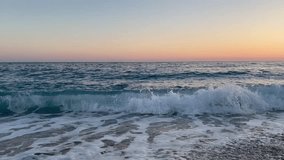 Beautiful scenic sunset over adriatic sea in Vlore Albanua time lapse . High quality FullHD footage.summer holidays concept. Horizontal video