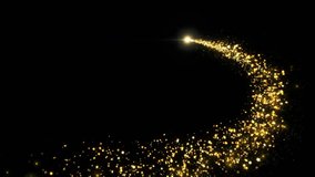 4K 3D Golden Shine Christmas Particles Tail Line Glitter Dust Optical Flare Light. energy flying wave line. magic sparkles Birthday, Anniversary, new year, event, Christmas, Festival. 3D Illustration - Powered by Shutterstock - Get 15% off with code: PIKWIZARD15