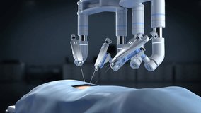 3d rendering surgery room with robotic surgery 4k footage
