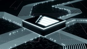 Statistic data server concept. Circuit board with microchip with chart icon. Motion design concept. - Powered by Shutterstock - Get 15% off with code: PIKWIZARD15