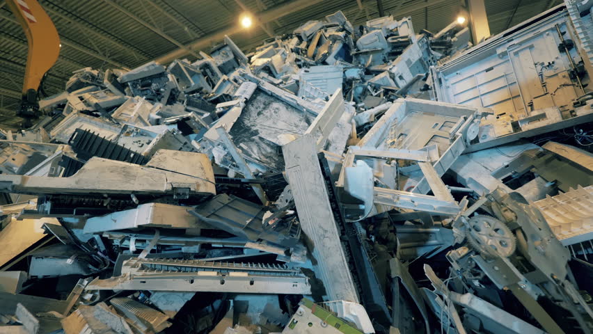 Heap of metal and plastic trash at recycling center. Royalty-Free Stock Footage #1106808275